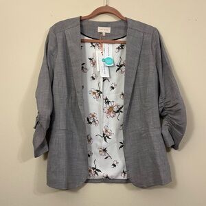 Skies are Blue Raja Printed Collarless Blazer women’s small grey NWT
